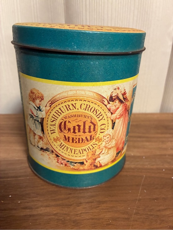 crosby. Other - Washburn Crosby Co. Gold Medal Vintage Tin Empty Teal & Yellow